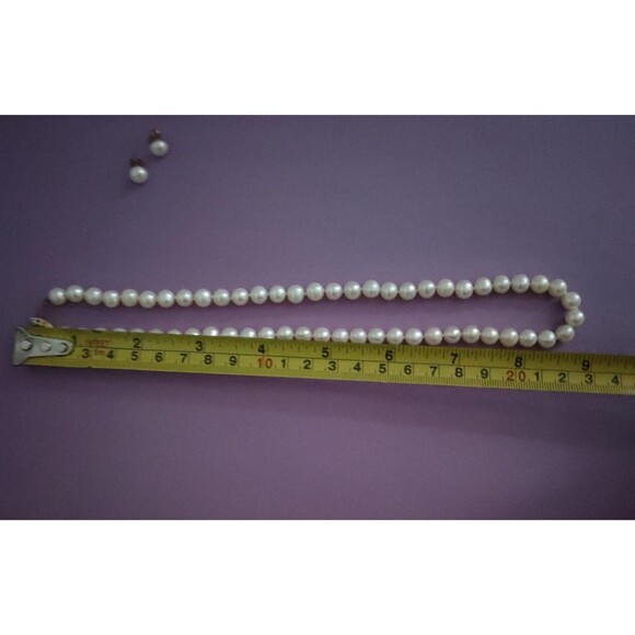 Vintage CP Pearl Necklace Earrings Set 14K Gold Filigree Clasp Bridal Jewelry 2x - Picture 4 of 16